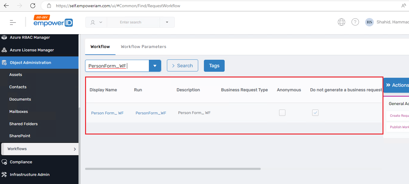Workflow Page