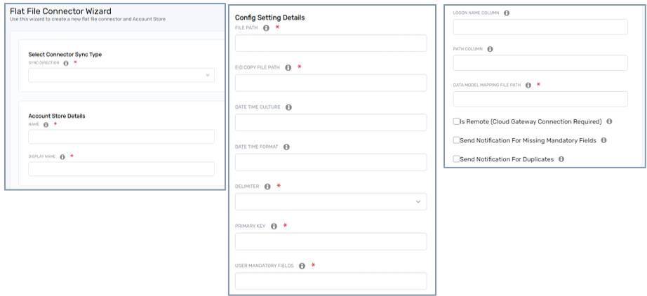 Flat File Workflow Settings Screens