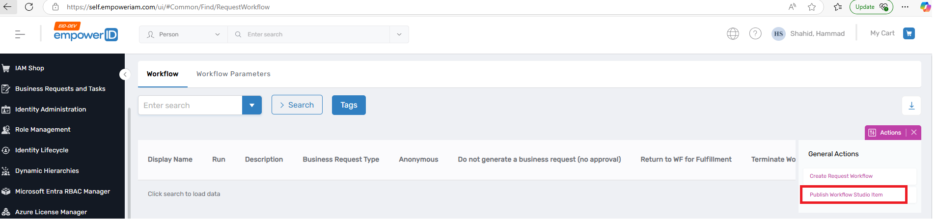 Workflow Page